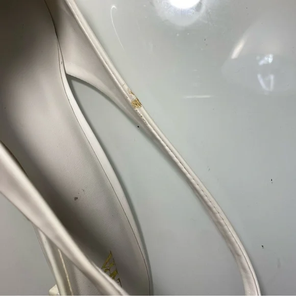 Zara White Slingback low Heels Pointed Toe Faux Patent leather EU40 US9M - Picture 11 of 11